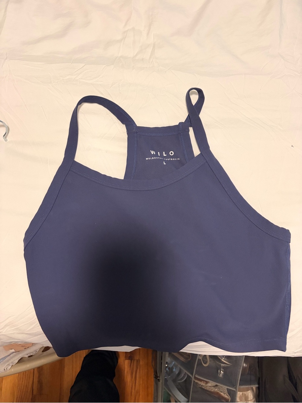 Wilo Navy High-Neck Ribbed Sports Bra